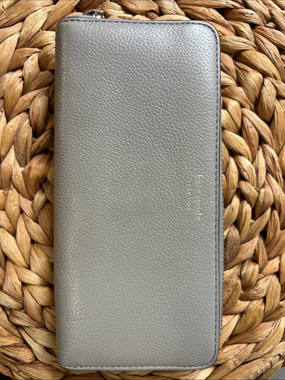 Leather Zipper Wallet Case - Gray